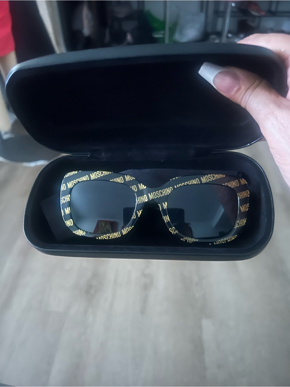 Moschino Black Sunglasses with Gold Logo Print